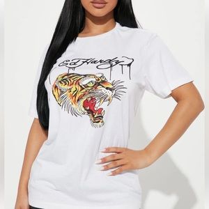 NWT: Ed Hardy Large White Screaming Tiger Top